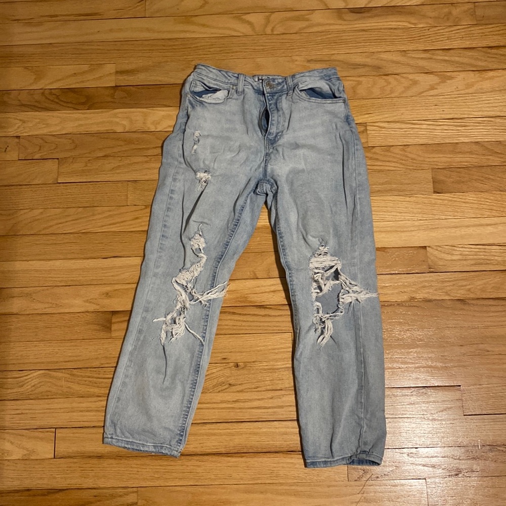Macys distressed mom jeans, size 27